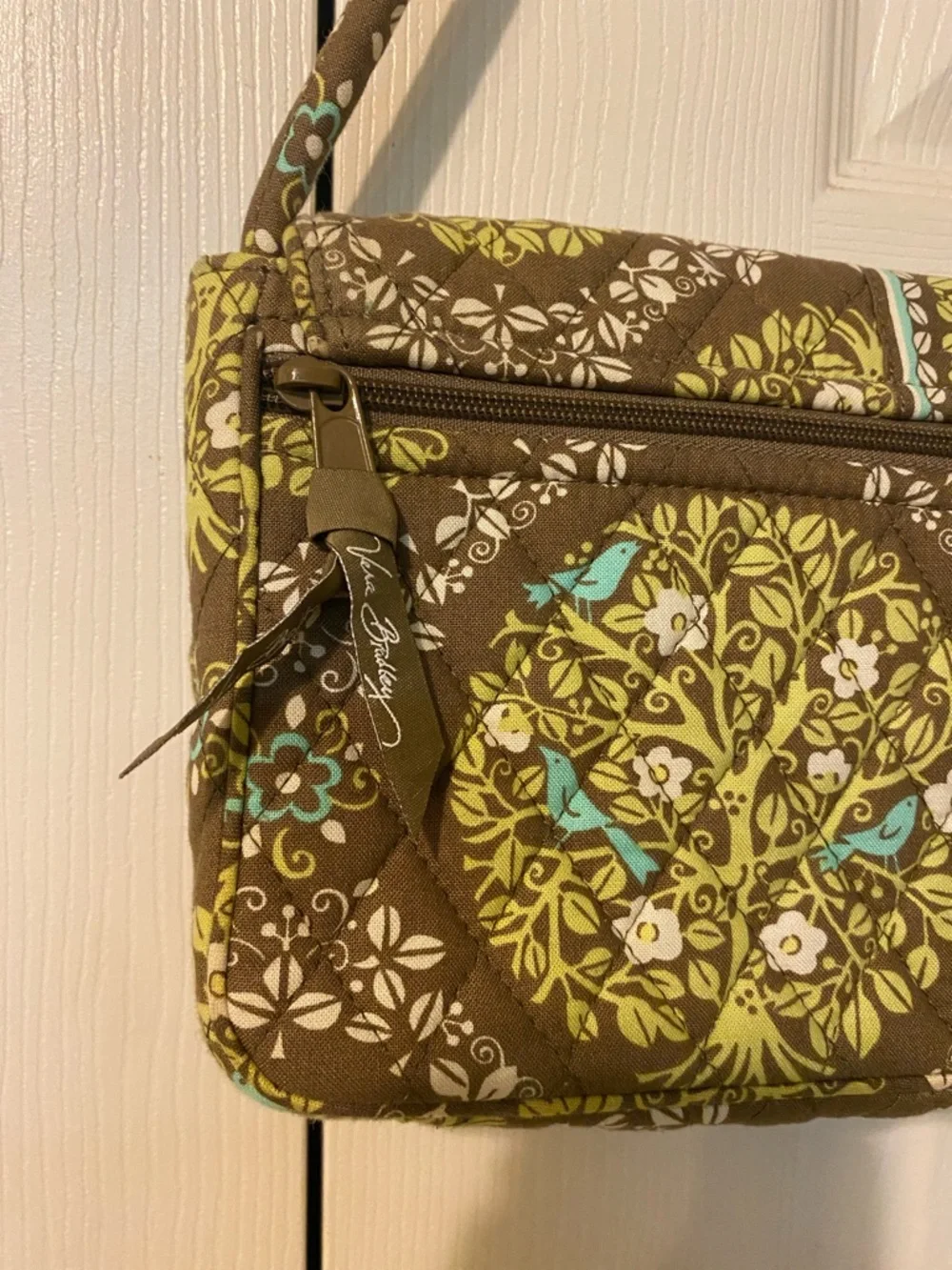 Vera Bradley Brown Lime Floral Quilted Clutch